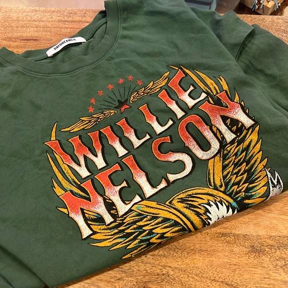Daydreamer WILLIE NELSON ABBOTT TEXAS TOUR TEE IN STORMY GREEN - Picture 2 of 2